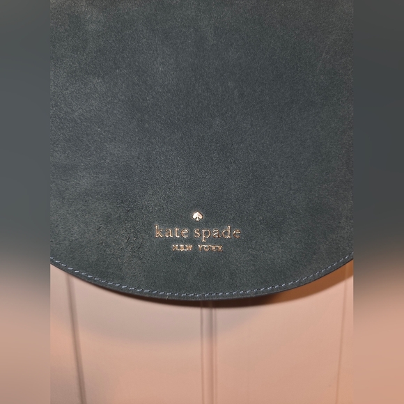 Kate Spade dark turquoise Crossbody Saddle Bag suede and pebbled leather bag - Picture 8 of 16